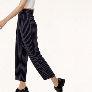 Aritzia Babaton Modesto Navy Blue Striped Trouser Pants
